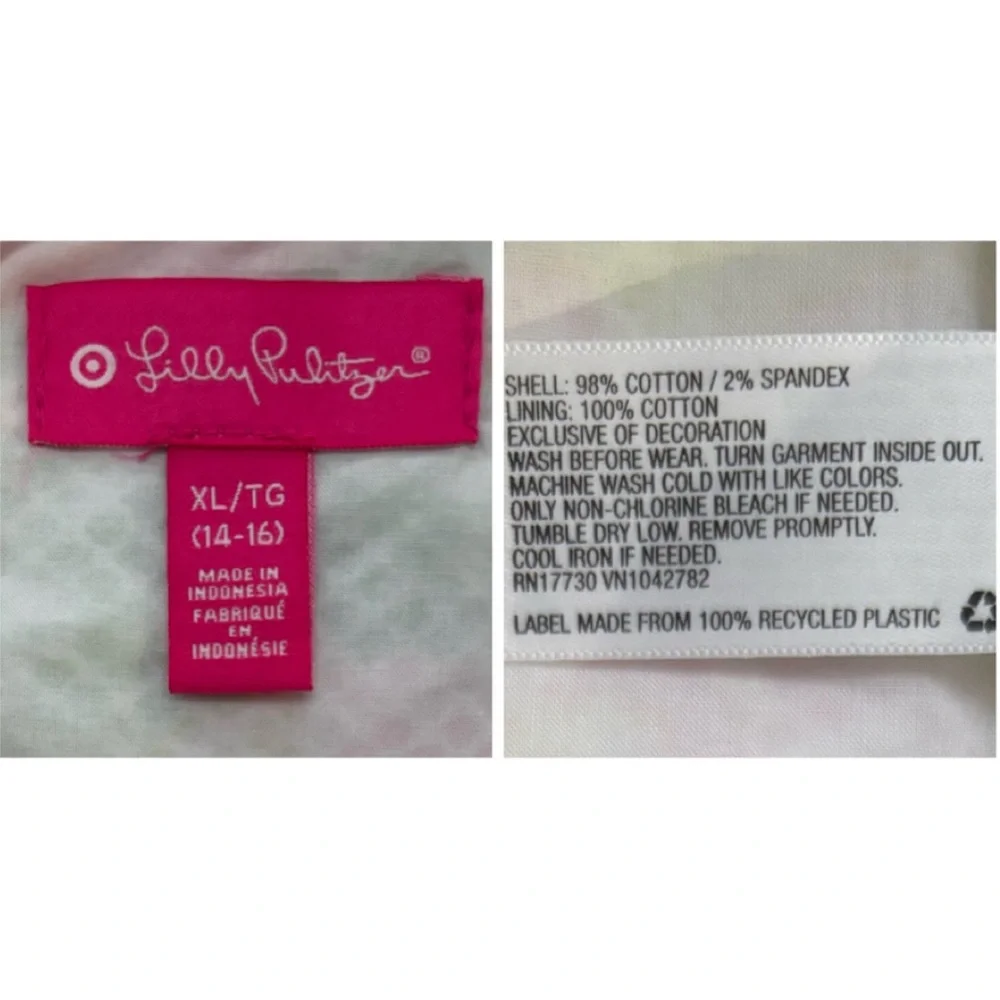 Lilly Pulitzer Sleeveless Dress Flamingo Pink Green Size XL 14-16 - Picture 11 of 17